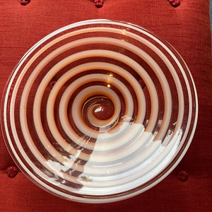 Mid Century Glass Bowl with Swirly Pattern