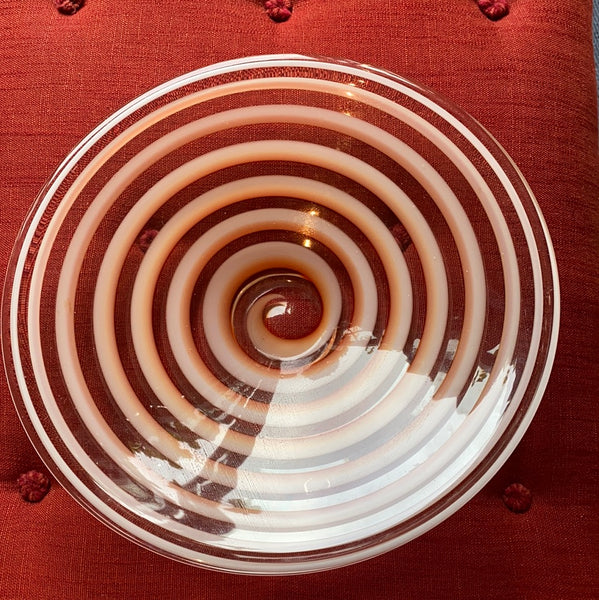 Mid Century Glass Bowl with Swirly Pattern