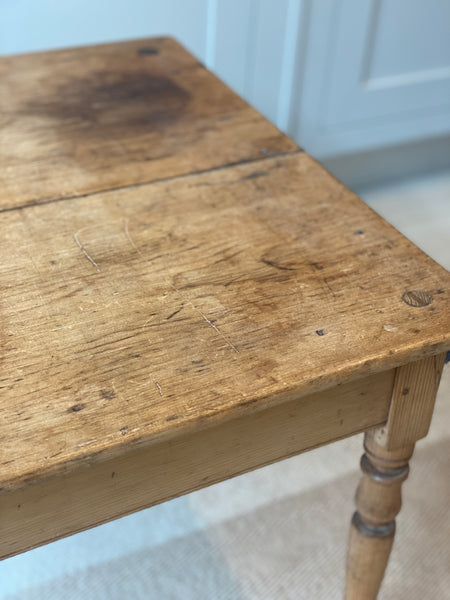 Attractive Antique Pine Side Table on Castors