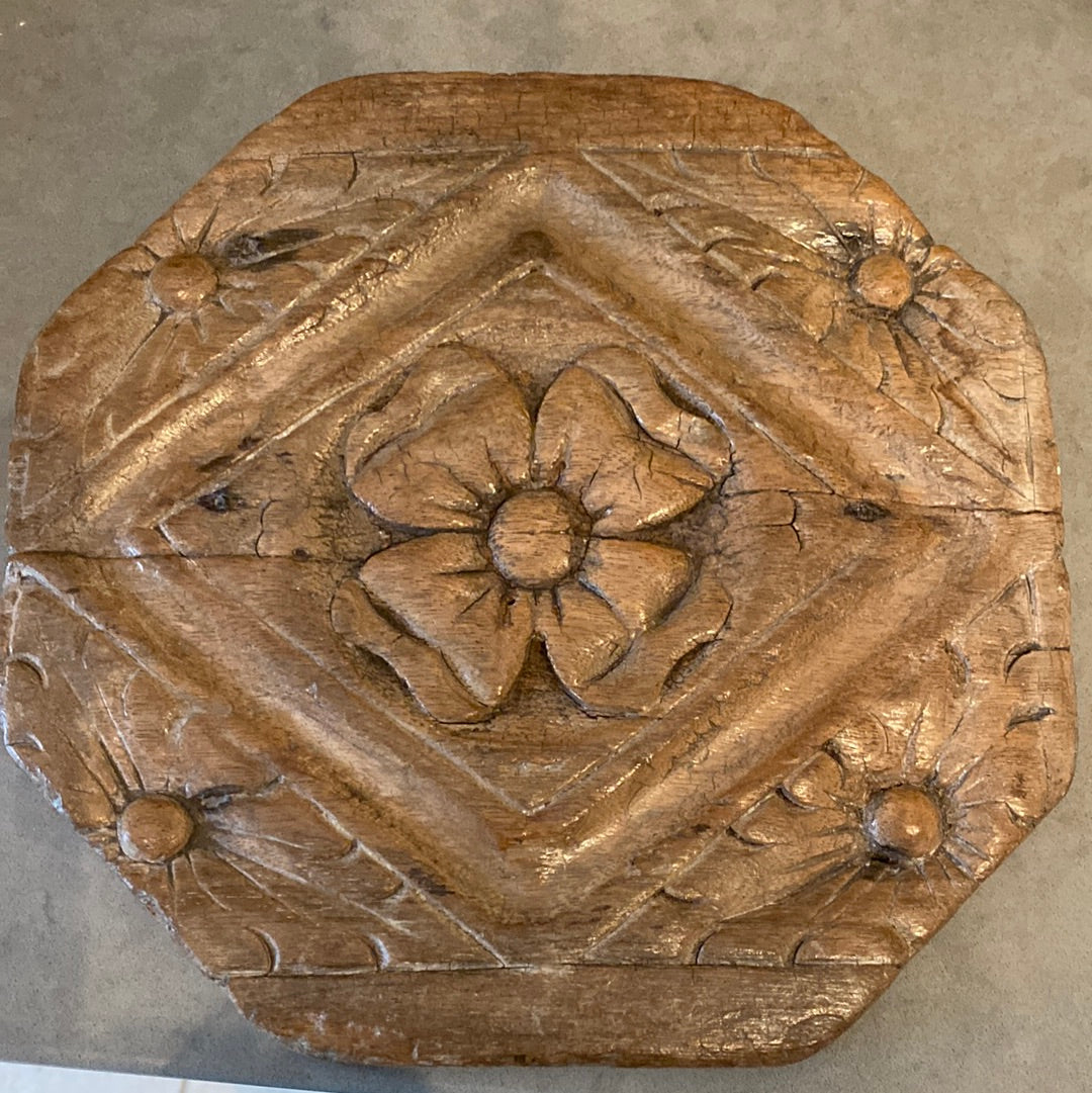 C17th Octagonal Carved Limewood Panel with Yorkshire Rise