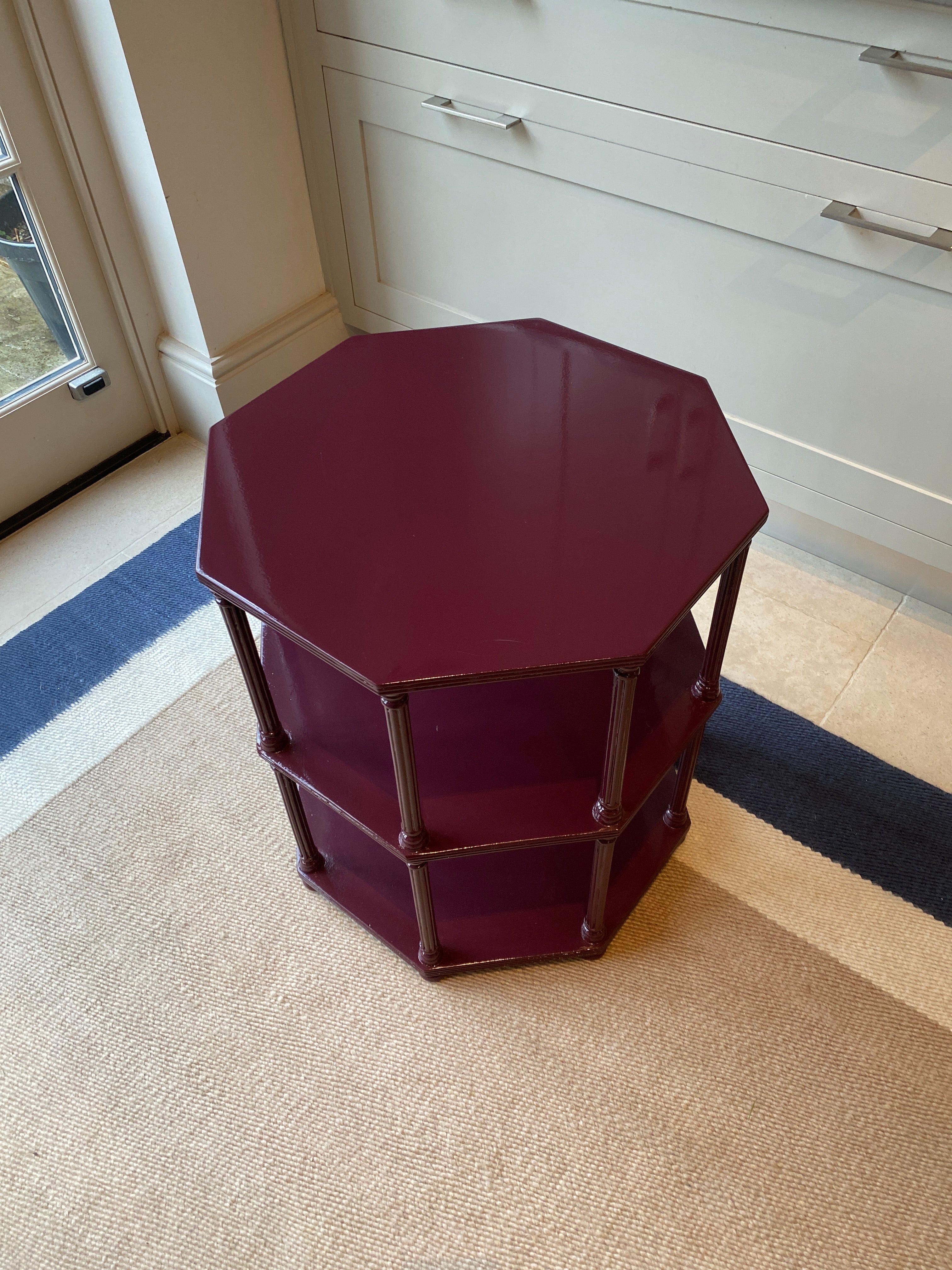 Hand Painted & Lacquered 3 Tiered Side Table