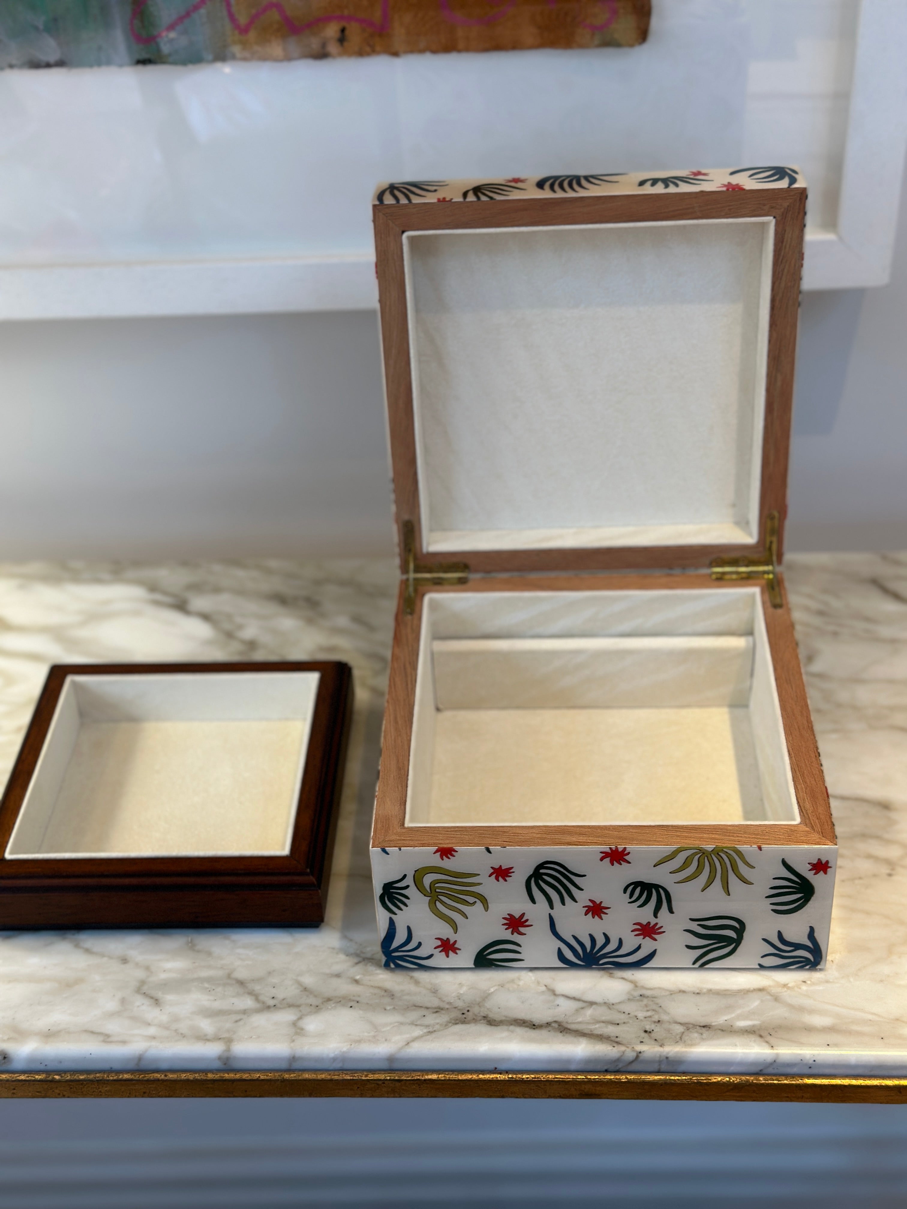 Large Marquetry Jewellery Box- Seaweed