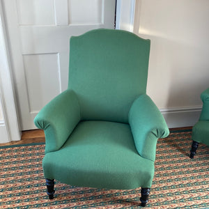 Napoleon III Chair Mossy Green Wool