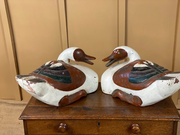 A Very Large Pair of Decorative Painted Geese