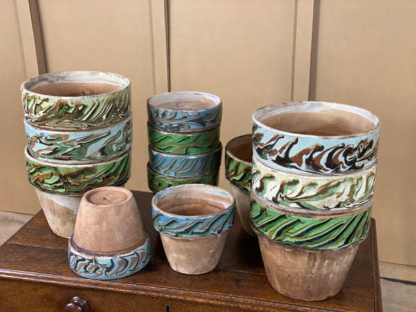 Large Marble Edged Terracotta Pots