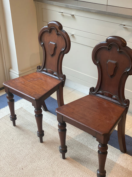 Pair of Elegant Mahogany Hall Chairs