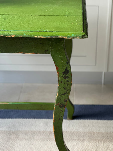 Rustic Hungarian Painted Side Table in Vivid Green