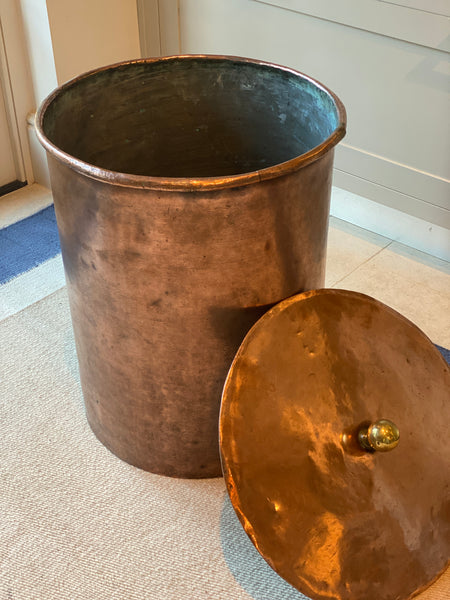 Extremely Large Decorative Copper Cistern with Lid