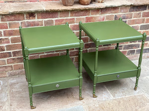 A Pair of Glossy Green Low Tables
