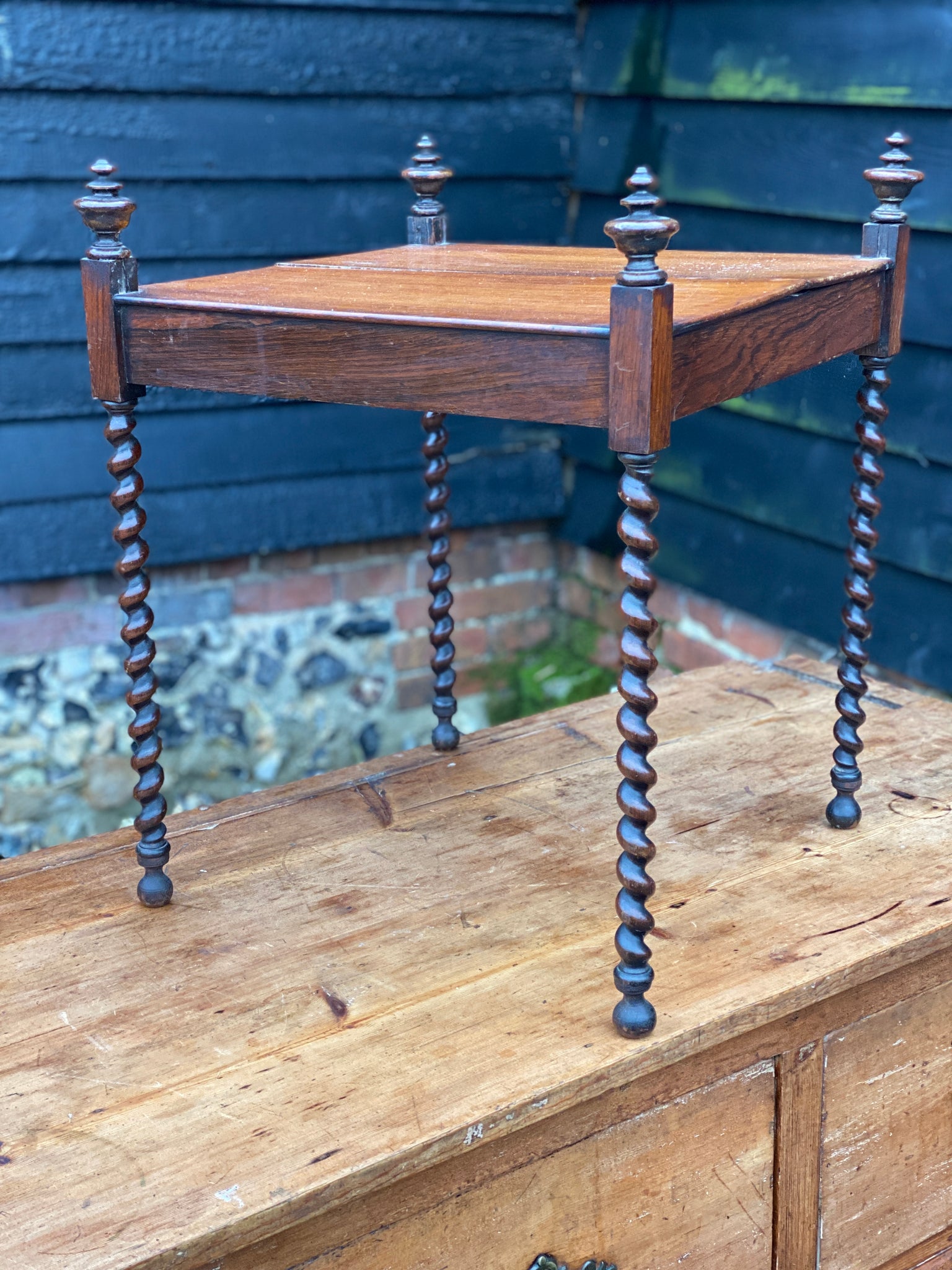 Rosewood Side Table with Barley twist legs