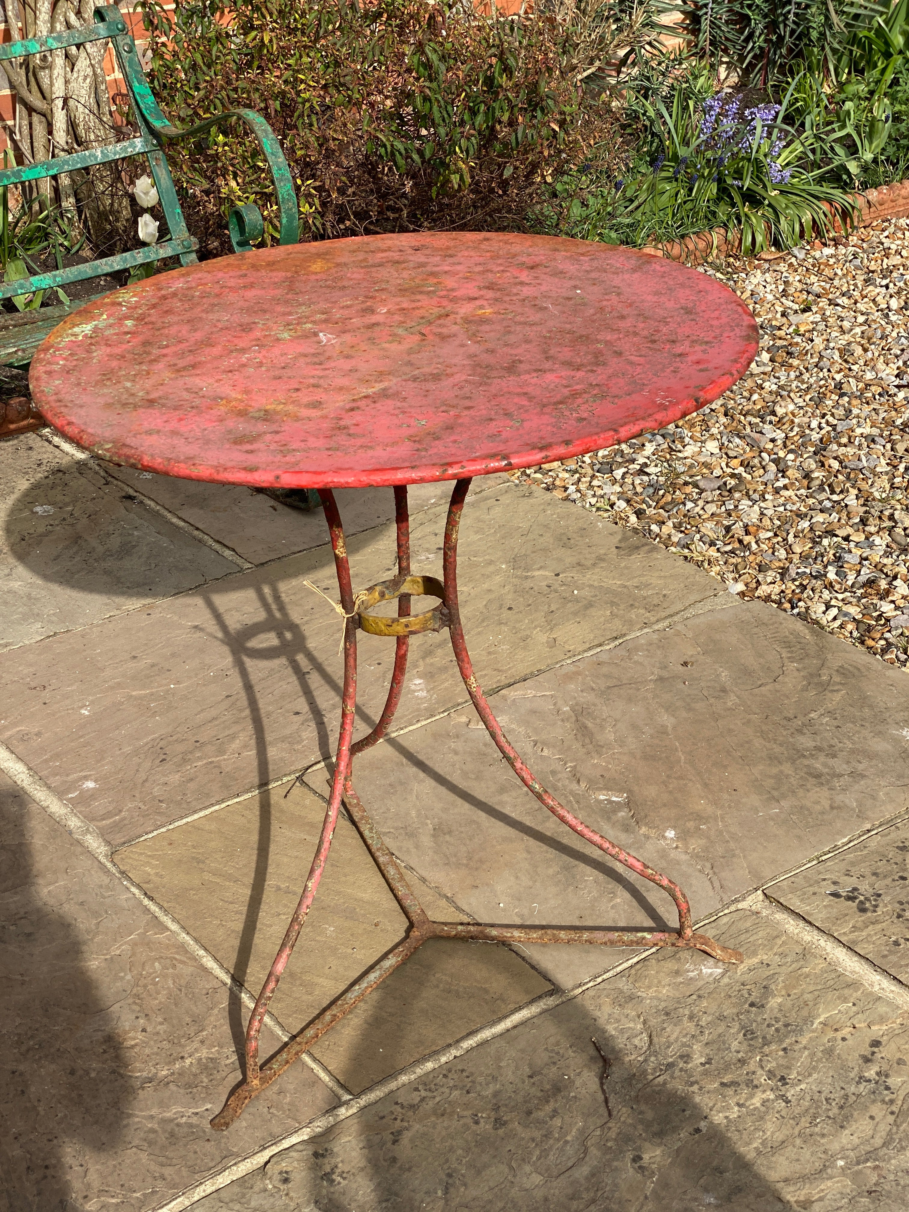 Vintage French Red Bistro Table