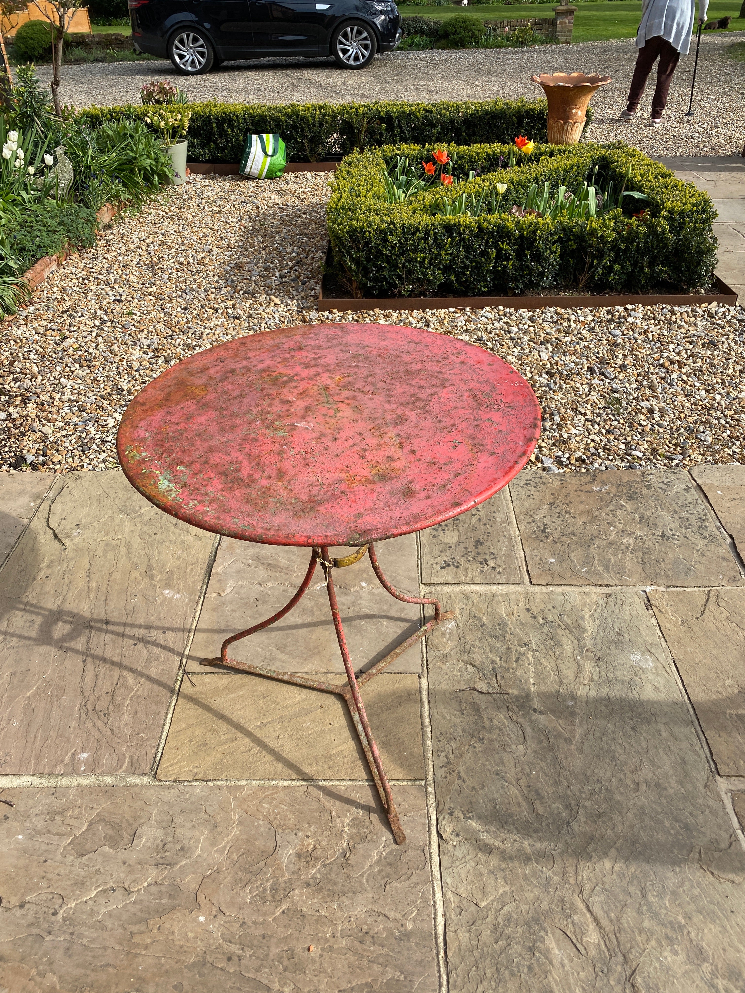 Vintage French Red Bistro Table