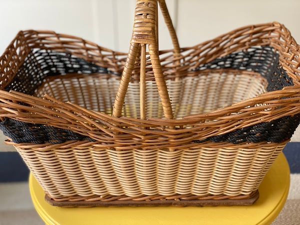 Pretty Vintage French Wicket and Rope Basket