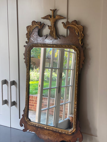 Early C20th Fretwork Mirror with Phoenix rising