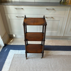 Small Mahogany Bobbin Whatnot on Castors