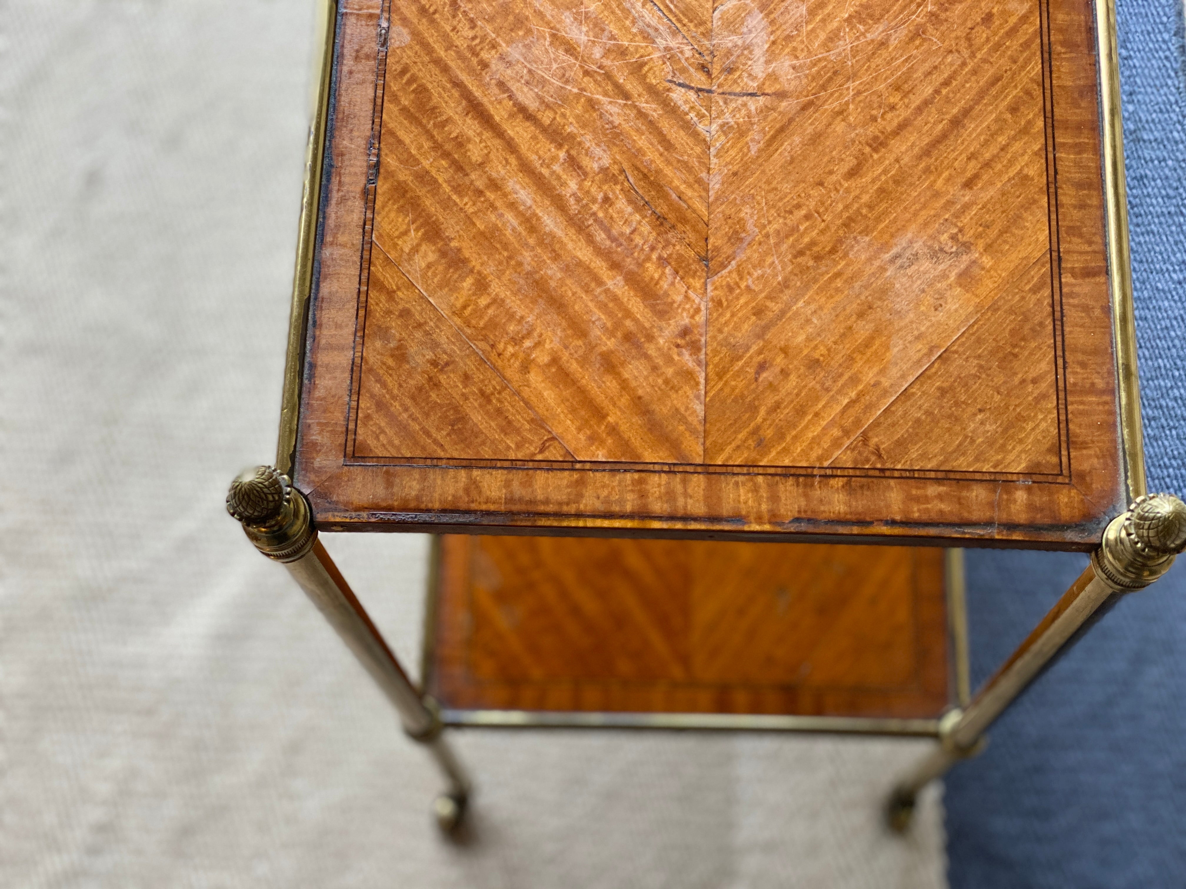 Satinwood & rosewood banded gilt brass etagere