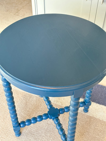 Vintage Bobbin Legged Table in Glossy Hague Blue