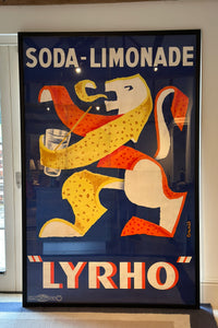 Large Original French ‘Lyrho’ Lion Poster from 1920s.