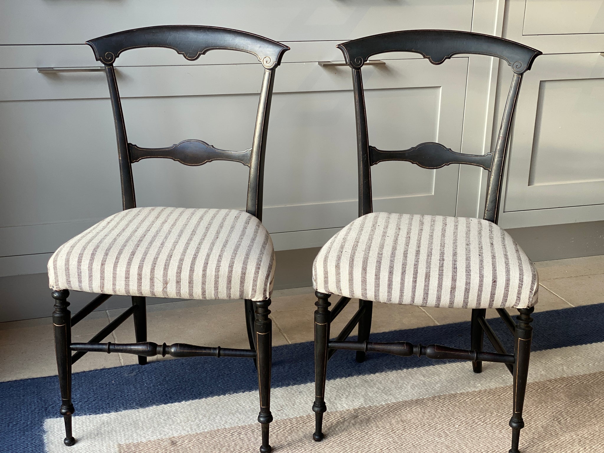 Pair of Newly Recovered Ebonised Chairs