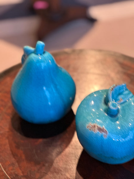 Turquoise Ceramic Apple & Pear
