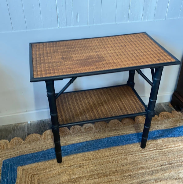 Victorian Faux Bamboo table with Ebonised Legs & Shelf
