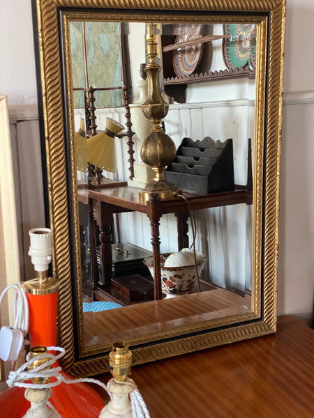 Vintage Black and Gilt Mirror