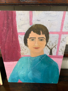 Naive portrait of short haired lady