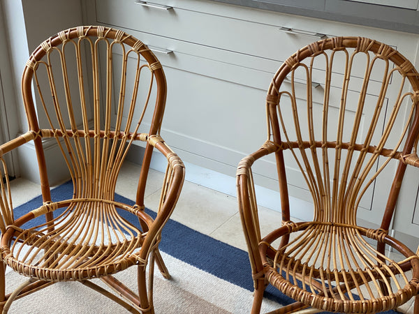 Pair of attractive vintage cane chairs
