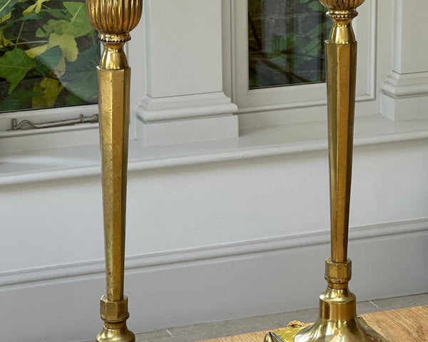 Attractive Pair of Tall Brass Table Lamps