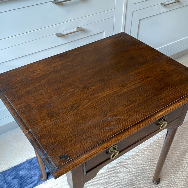 Oak Table with Pad Feet and Drawer