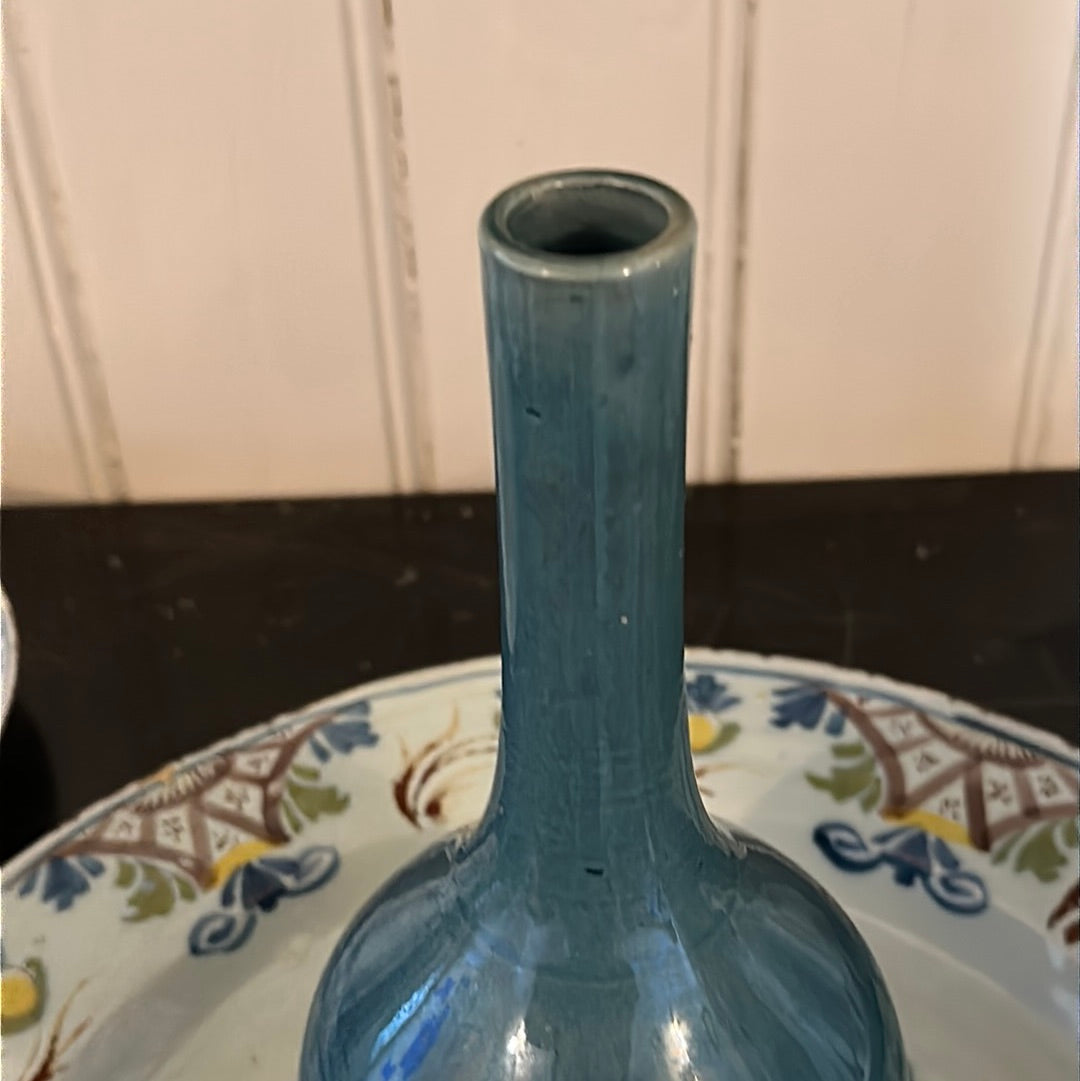 Blue Antique Awaji Bottleneck Vase