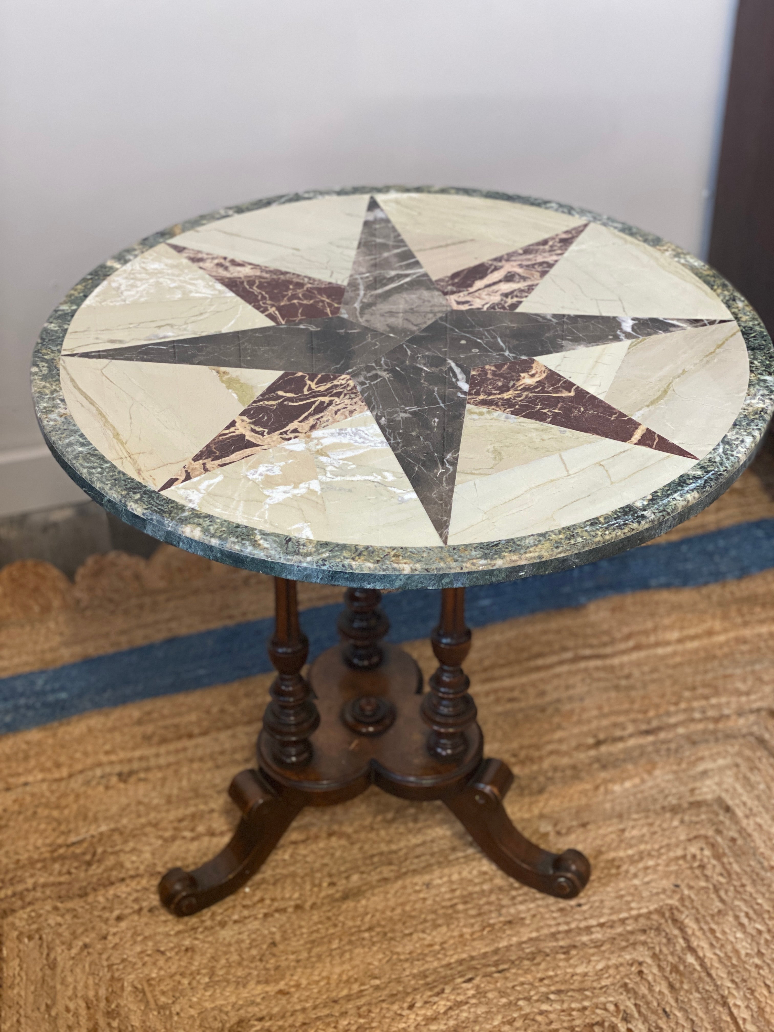 Charming Marble Topped Occasional Table with tripod leg