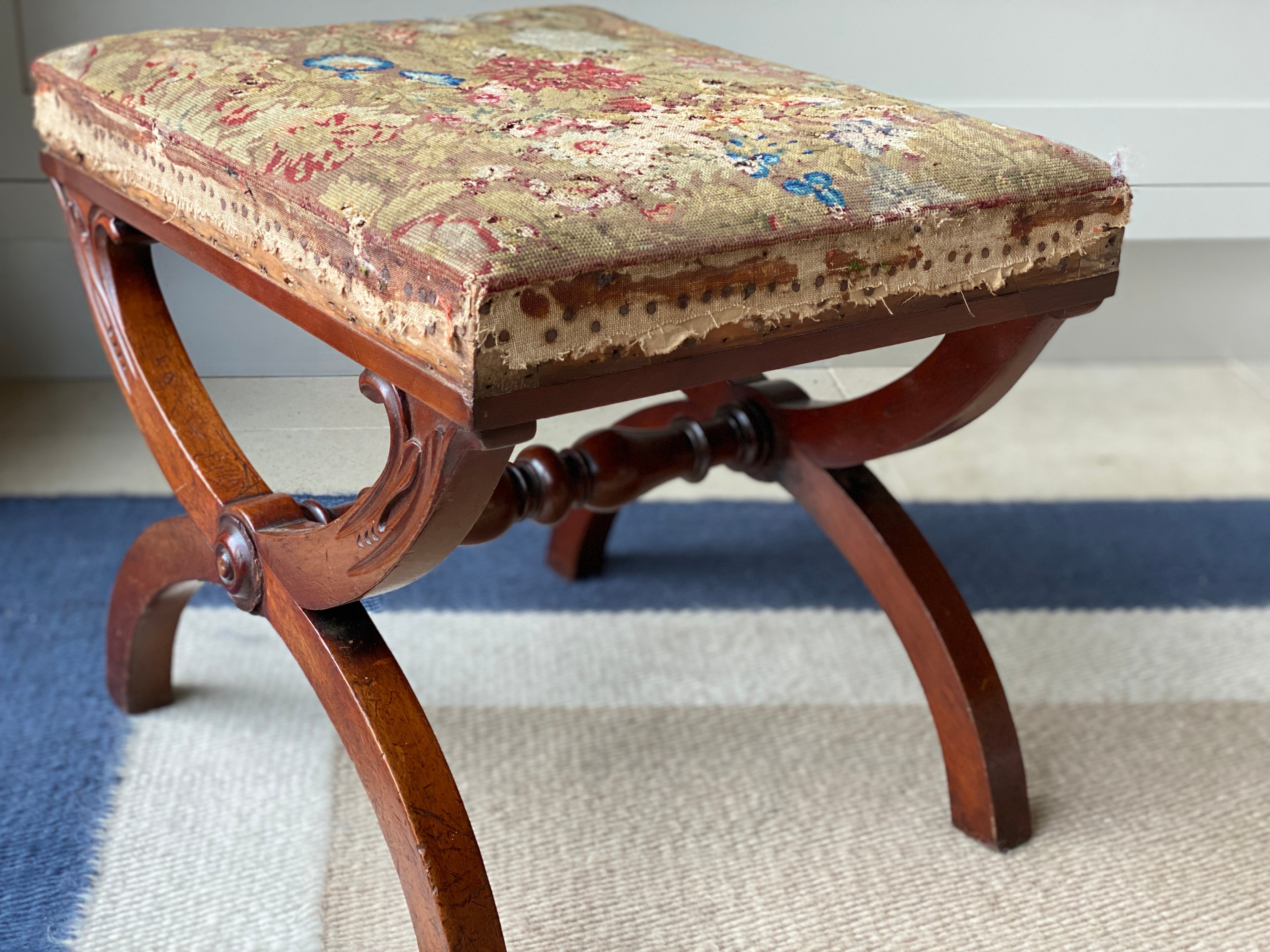 Late Regency Mahogany X-Frame Stool