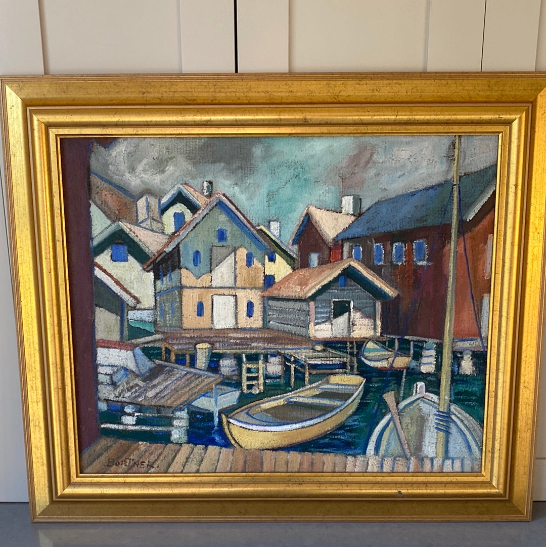 Large Swedish Oil on Canvas signed Bortner