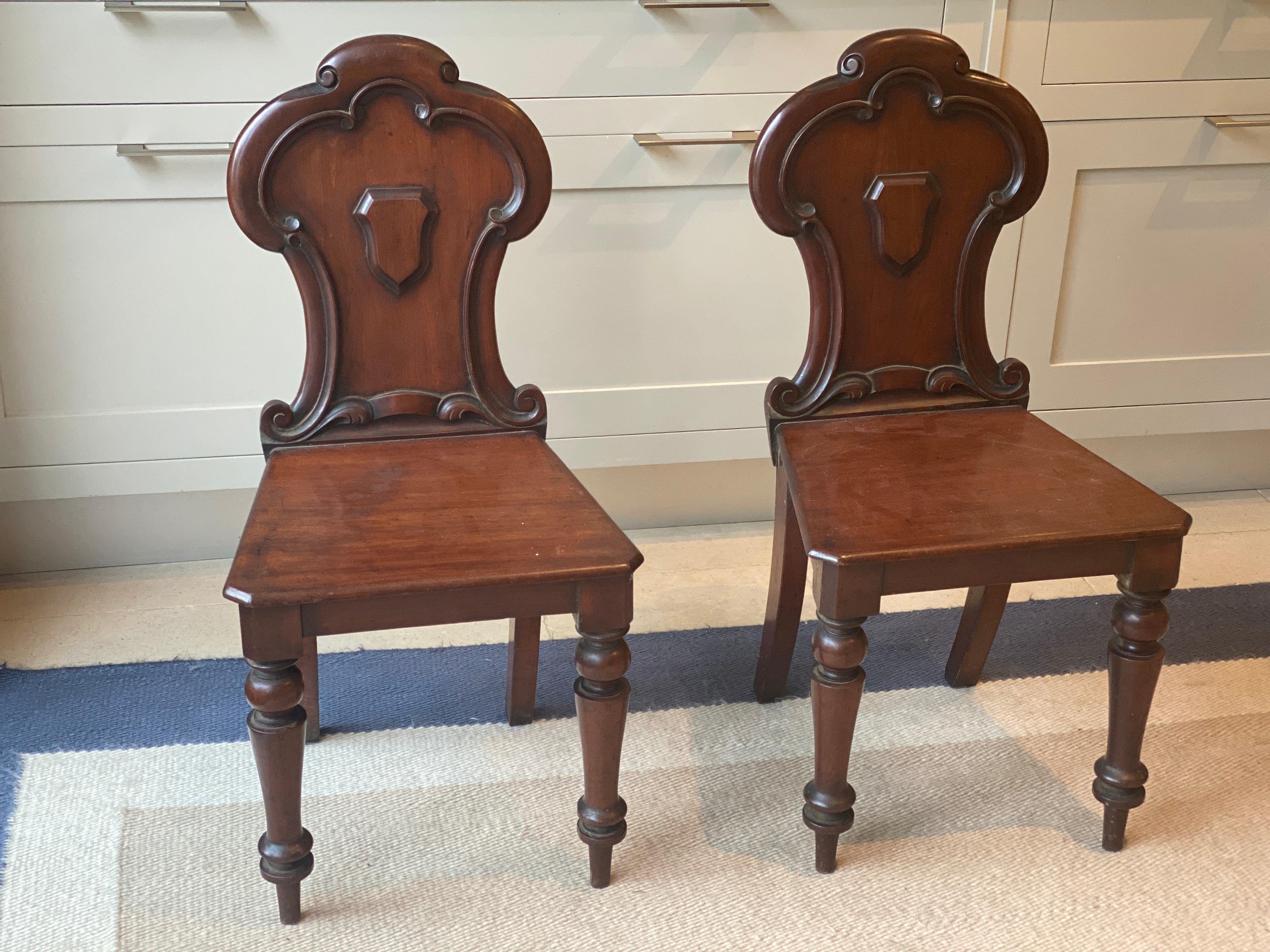 Pair of Elegant Mahogany Hall Chairs