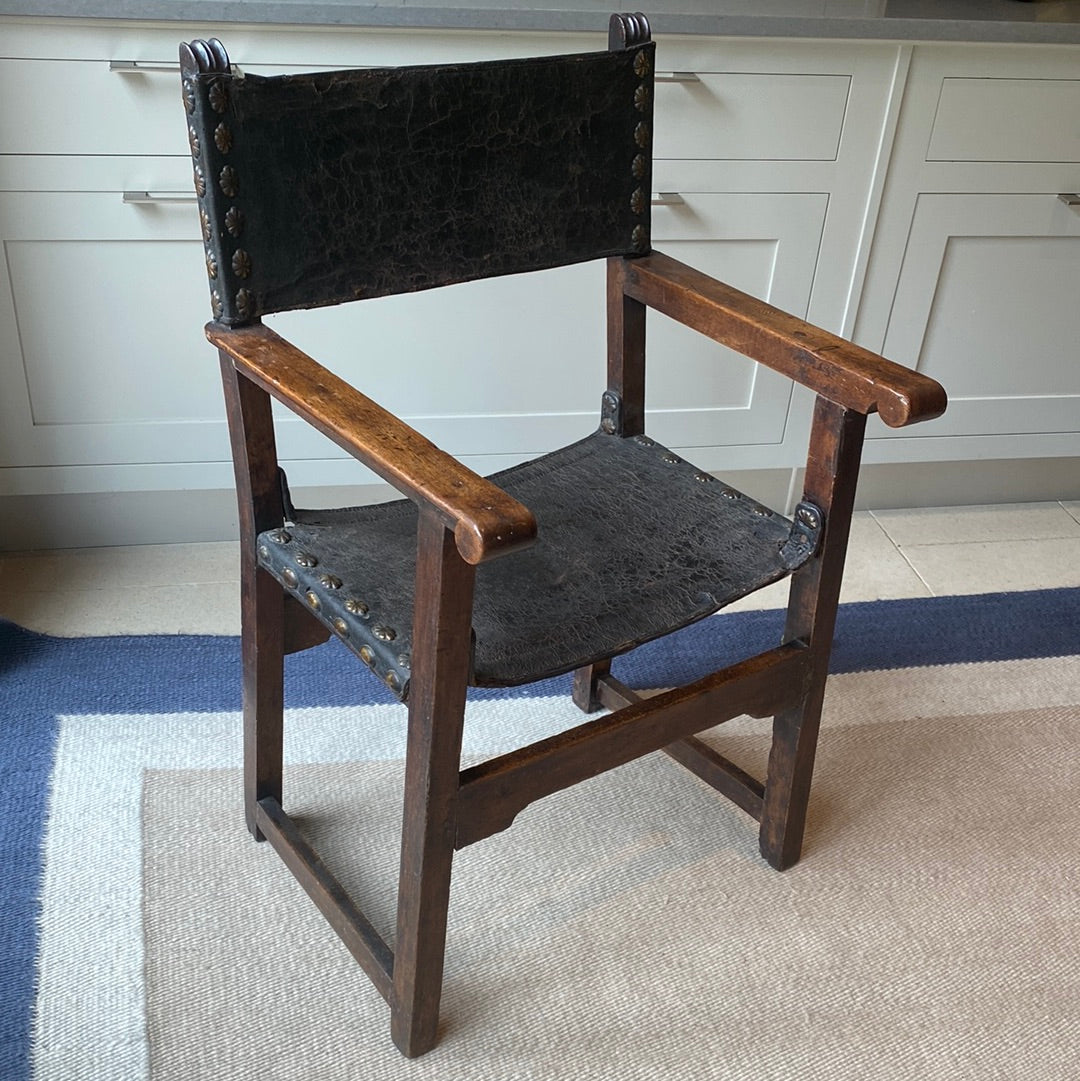 19th Century Spanish Leather Chair