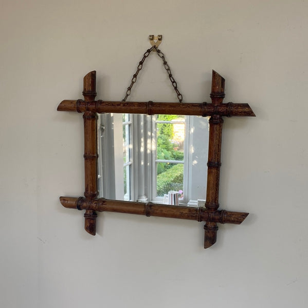 Small Faux Bamboo Mirror with Chain ( 43cm by 37cm)