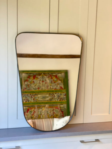 Midcentury Brass Shield Mirror (81.5cm x 57cm)