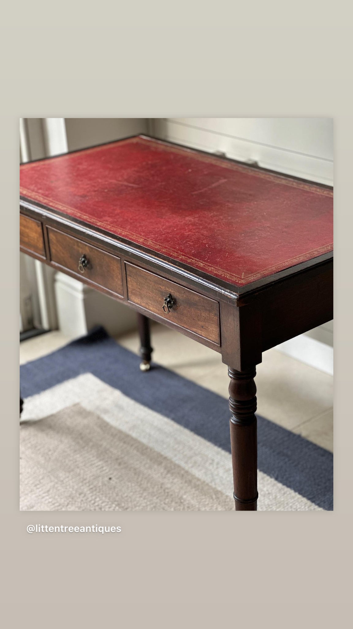 Mahogany Desk with Red Leather Top