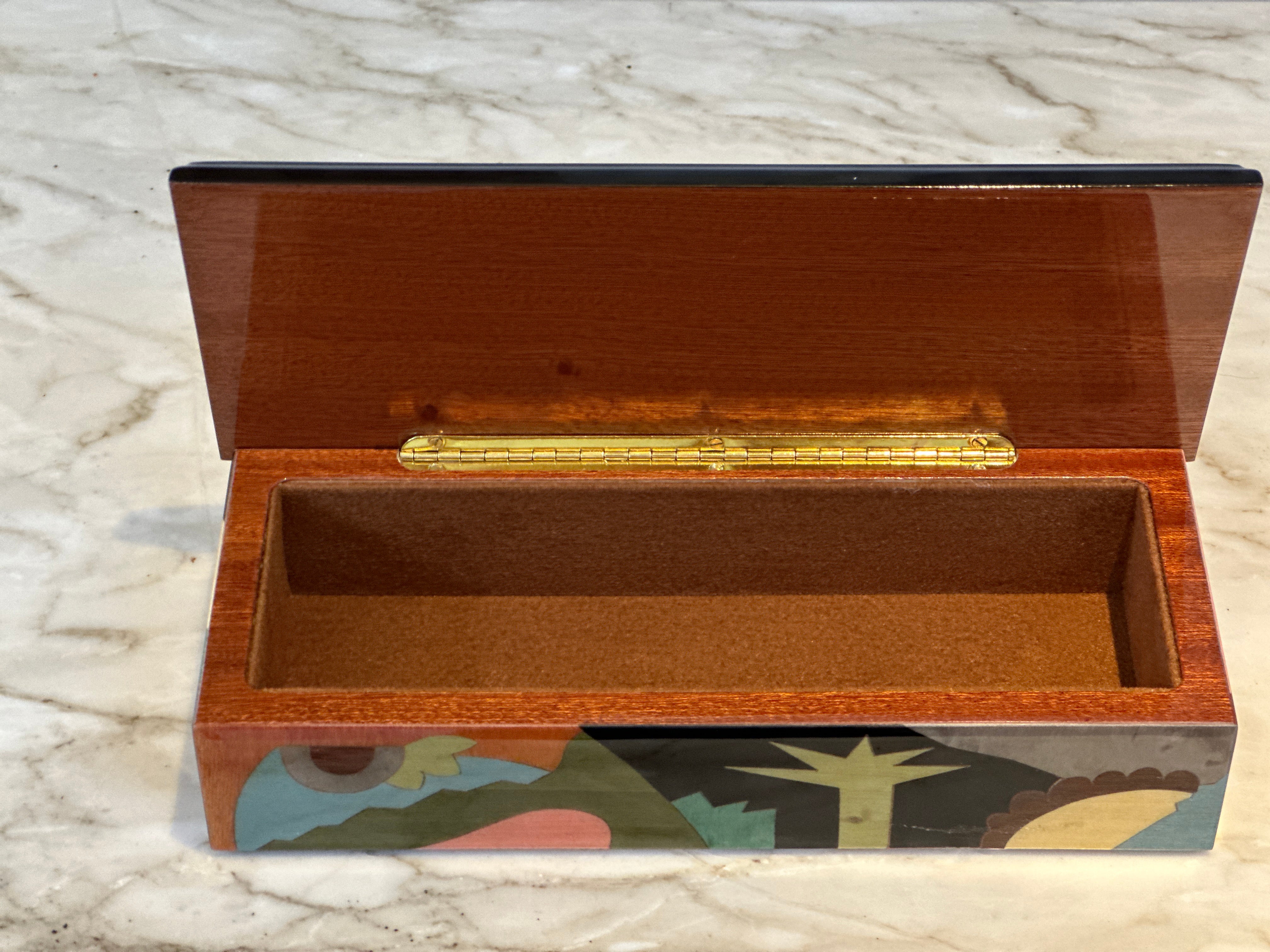 Rectangular Marquetry Box - Abstract in