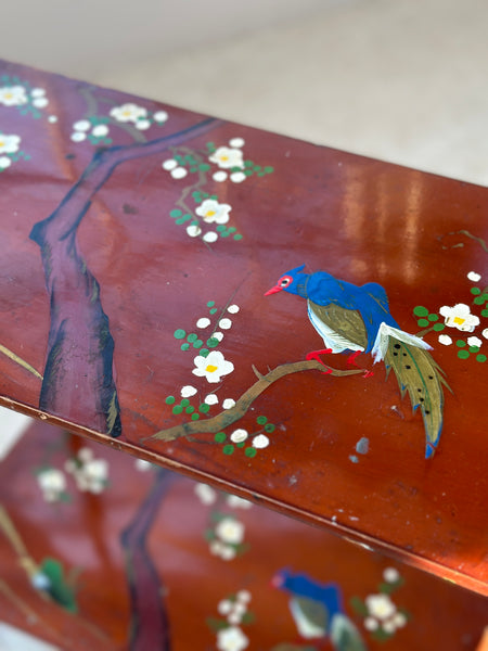 Sweet Painted Etagere with decorative chinoiserie exotic birds