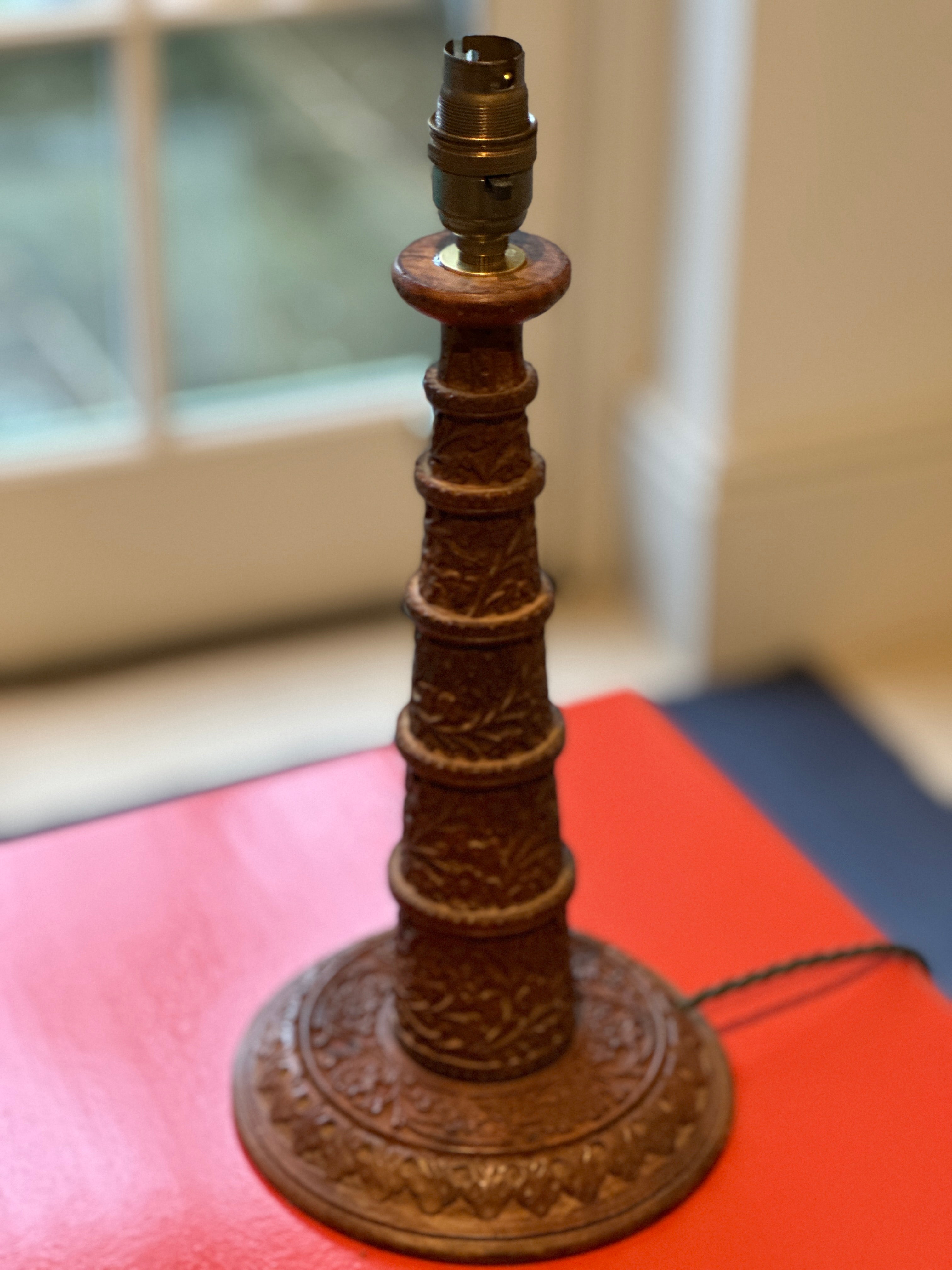 Beautiful Vintage Hand Carved Table Lamp