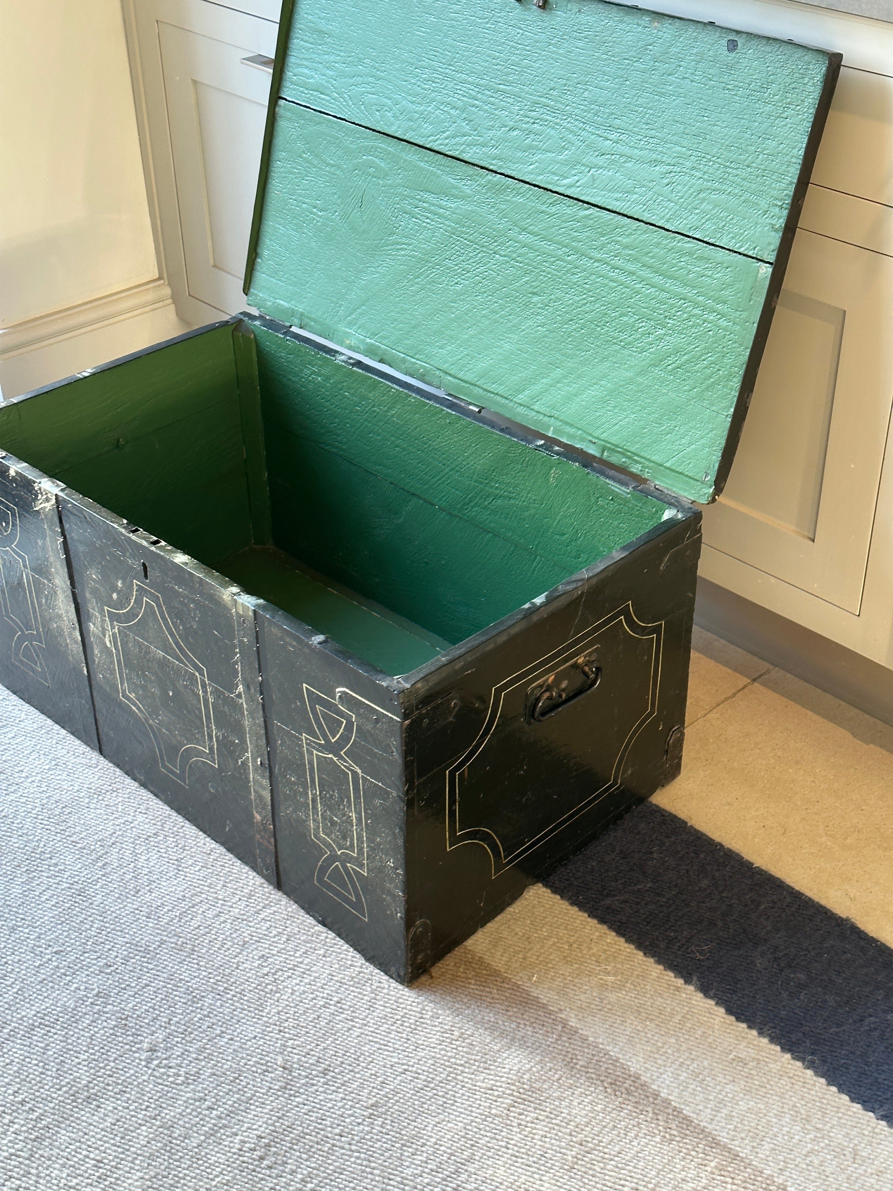 Heavy Wooden Trunk in Dark Green