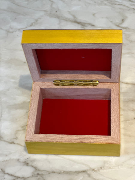 Small Marquetry Box -Rainbow Link Yellow