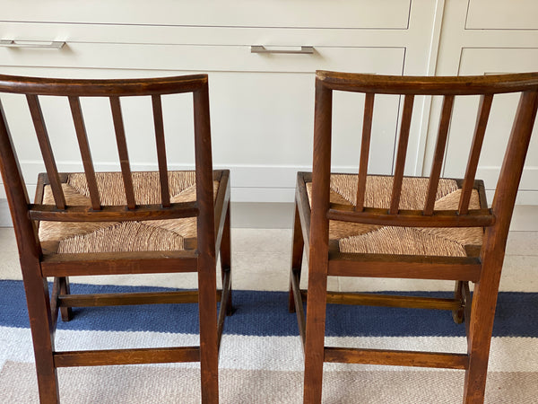 Pair of 19th Century Oak & Rush Seat Chsirs