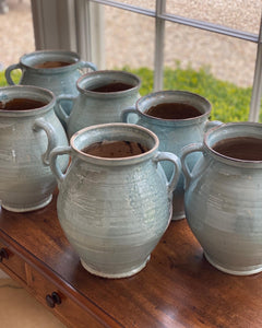 Vintage Hungarian blue glazed jugs