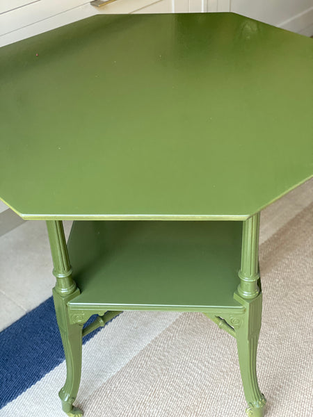 Large Aesthetic Movement Table in Olive Lacquer