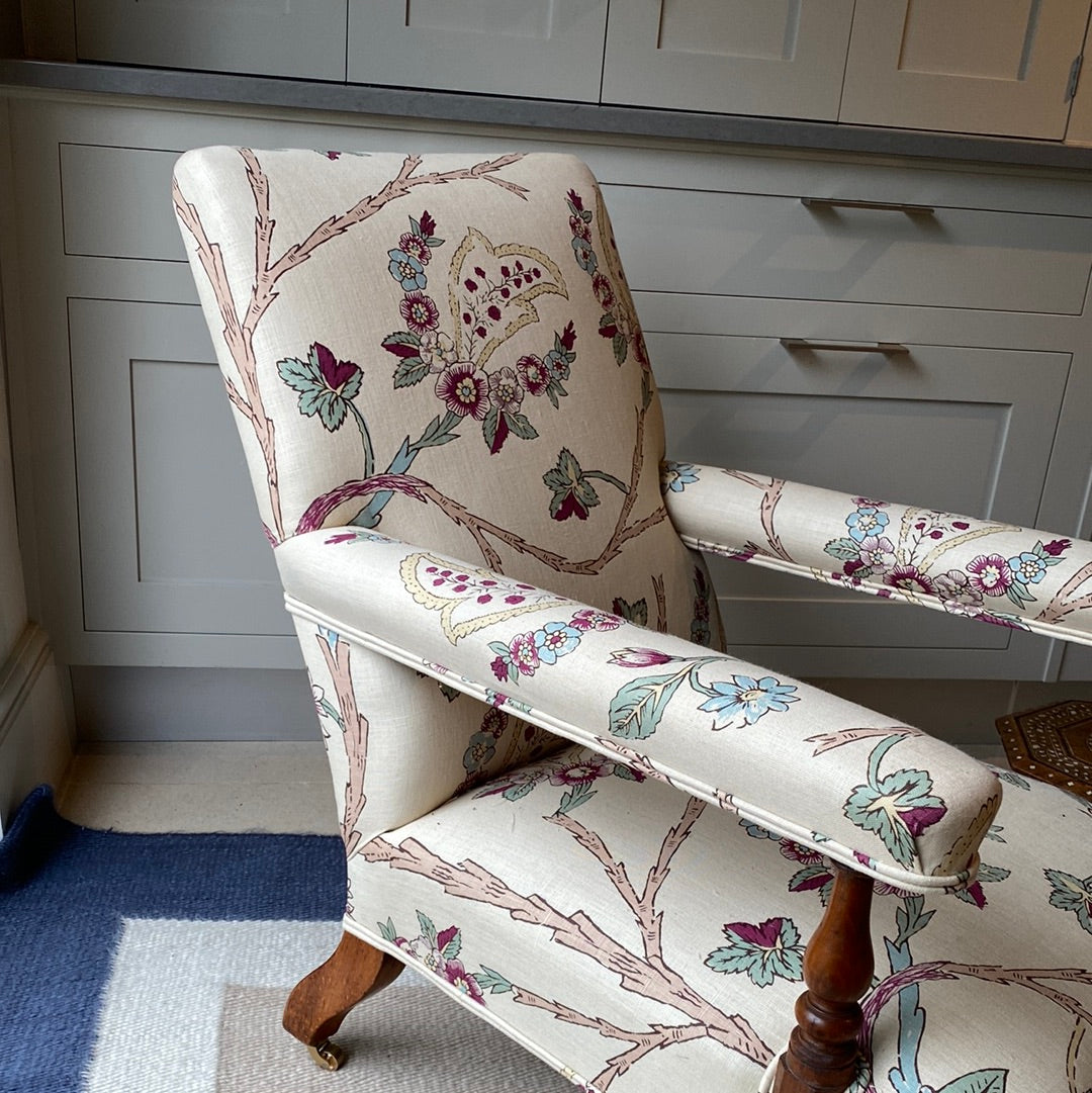 Late 19th Century Open Armchair in Robert Kime Bergama