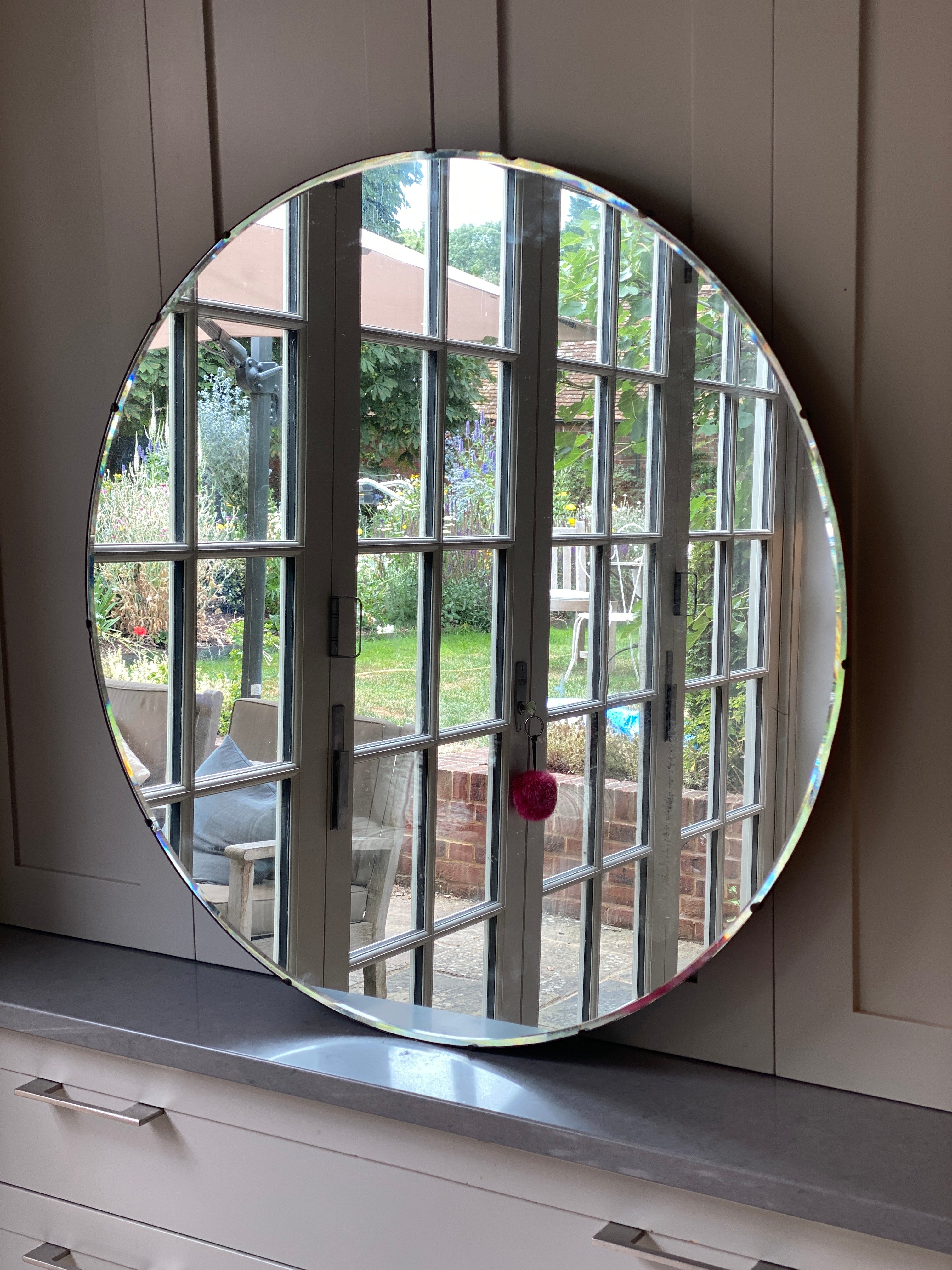 Large Vintage Circular Mirror