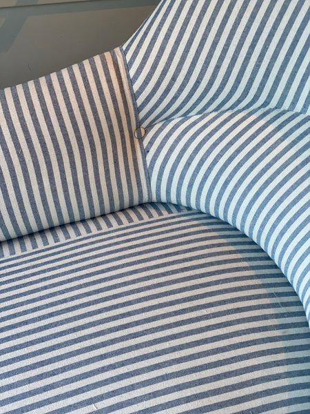 Long Chaise in Blue &  White Ticking